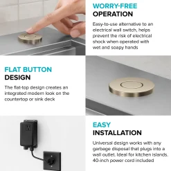 KRAUS Contemporary Flat Top Button Garbage Disposal Air Switch Kit in Antique Champagne Bronze