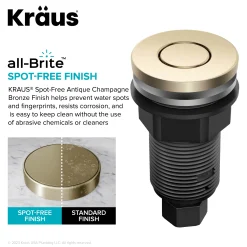 KRAUS Contemporary Flat Top Button Garbage Disposal Air Switch Kit in Antique Champagne Bronze