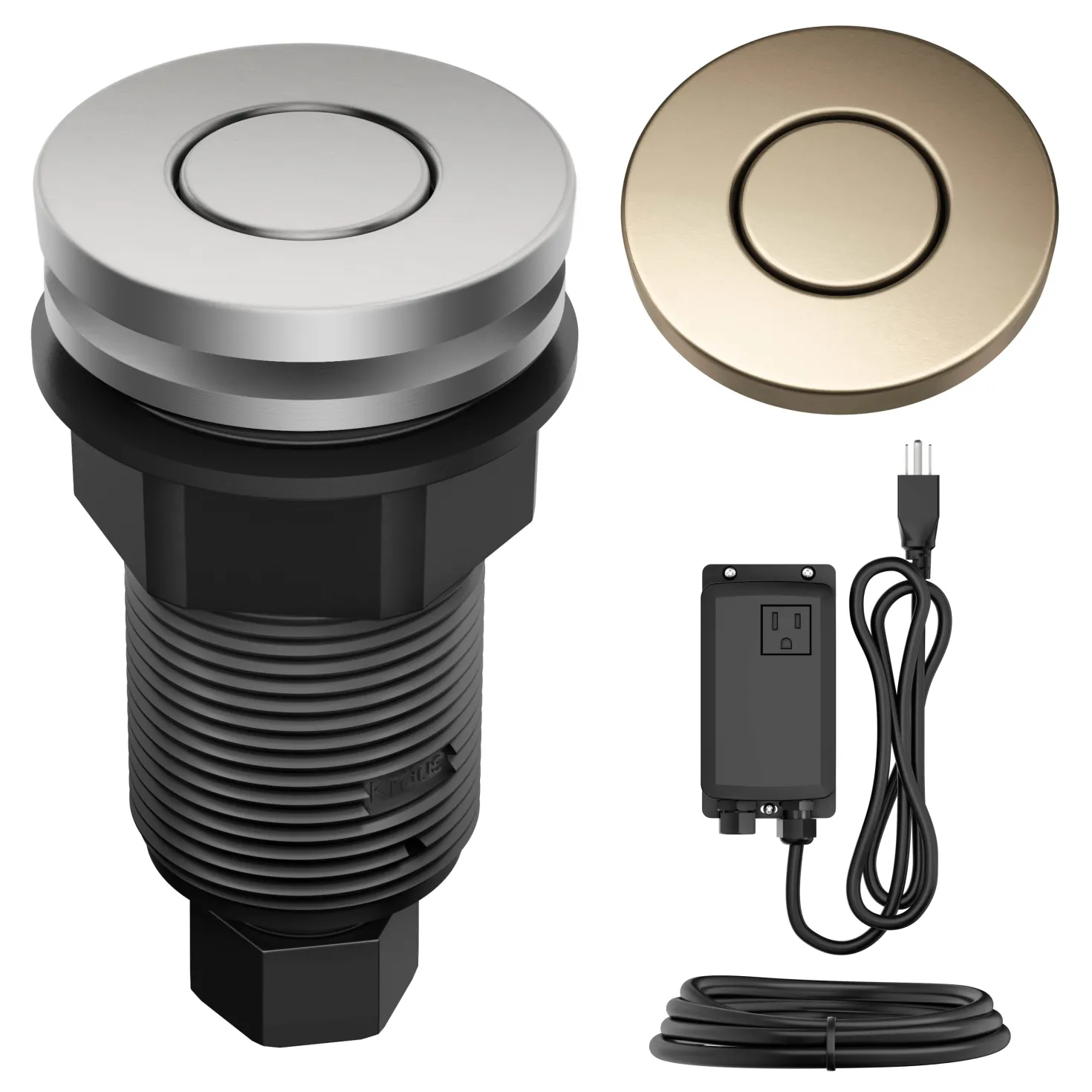 KRAUS Contemporary Flat Top Button Garbage Disposal Air Switch Kit in Antique Champagne Bronze