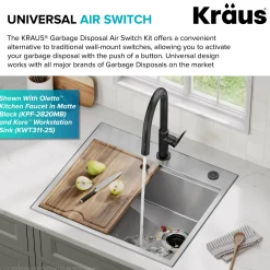 KRAUS Contemporary Flat Top Button Garbage Disposal Air Switch Kit in Brushed Brass