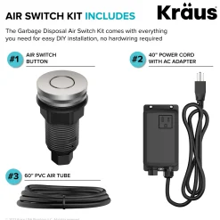 KRAUS Contemporary Flat Top Button Garbage Disposal Air Switch Kit in Spot-Free Stainless