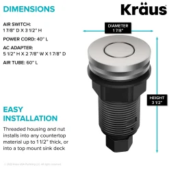 KRAUS Contemporary Flat Top Button Garbage Disposal Air Switch Kit in Spot-Free Stainless