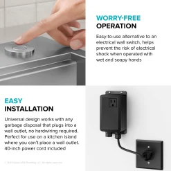 KRAUS Contemporary Flat Top Button Garbage Disposal Air Switch Kit in Spot-Free Stainless