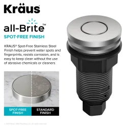 KRAUS Contemporary Flat Top Button Garbage Disposal Air Switch Kit in Spot-Free Stainless