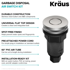KRAUS Contemporary Flat Top Button Garbage Disposal Air Switch Kit in Spot-Free Stainless