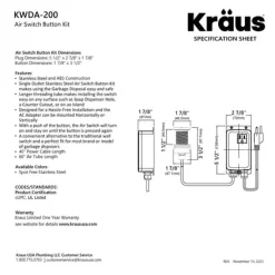 KRAUS Contemporary Flat Top Button Garbage Disposal Air Switch Kit in Matte Black