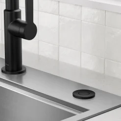 KRAUS Contemporary Flat Top Button Garbage Disposal Air Switch Kit in Matte Black