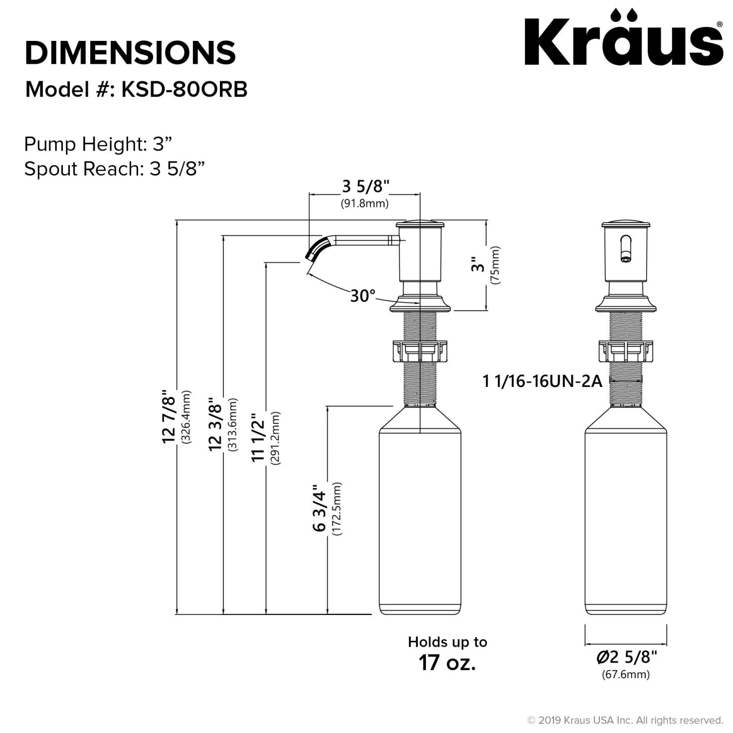 KRAUS Deck Mount Kitchen Soap Dispenser