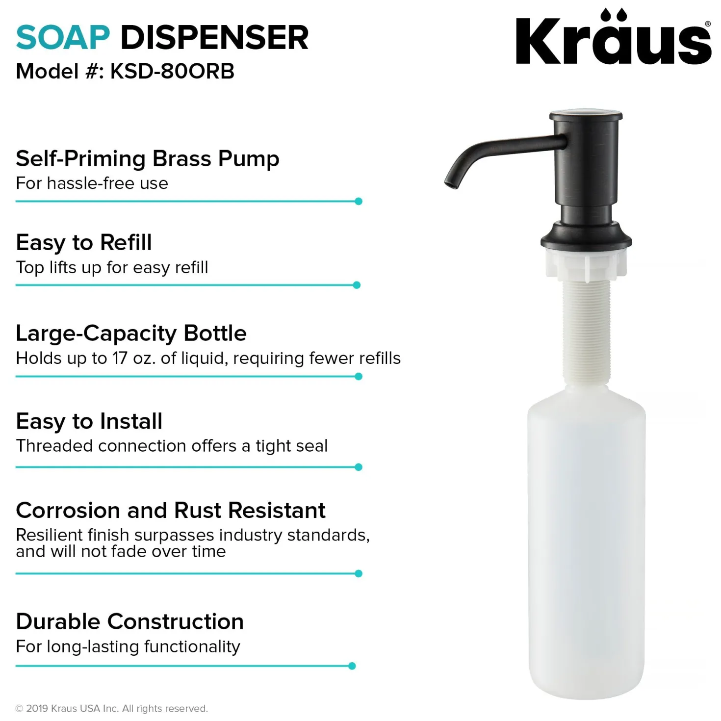KRAUS Deck Mount Kitchen Soap Dispenser