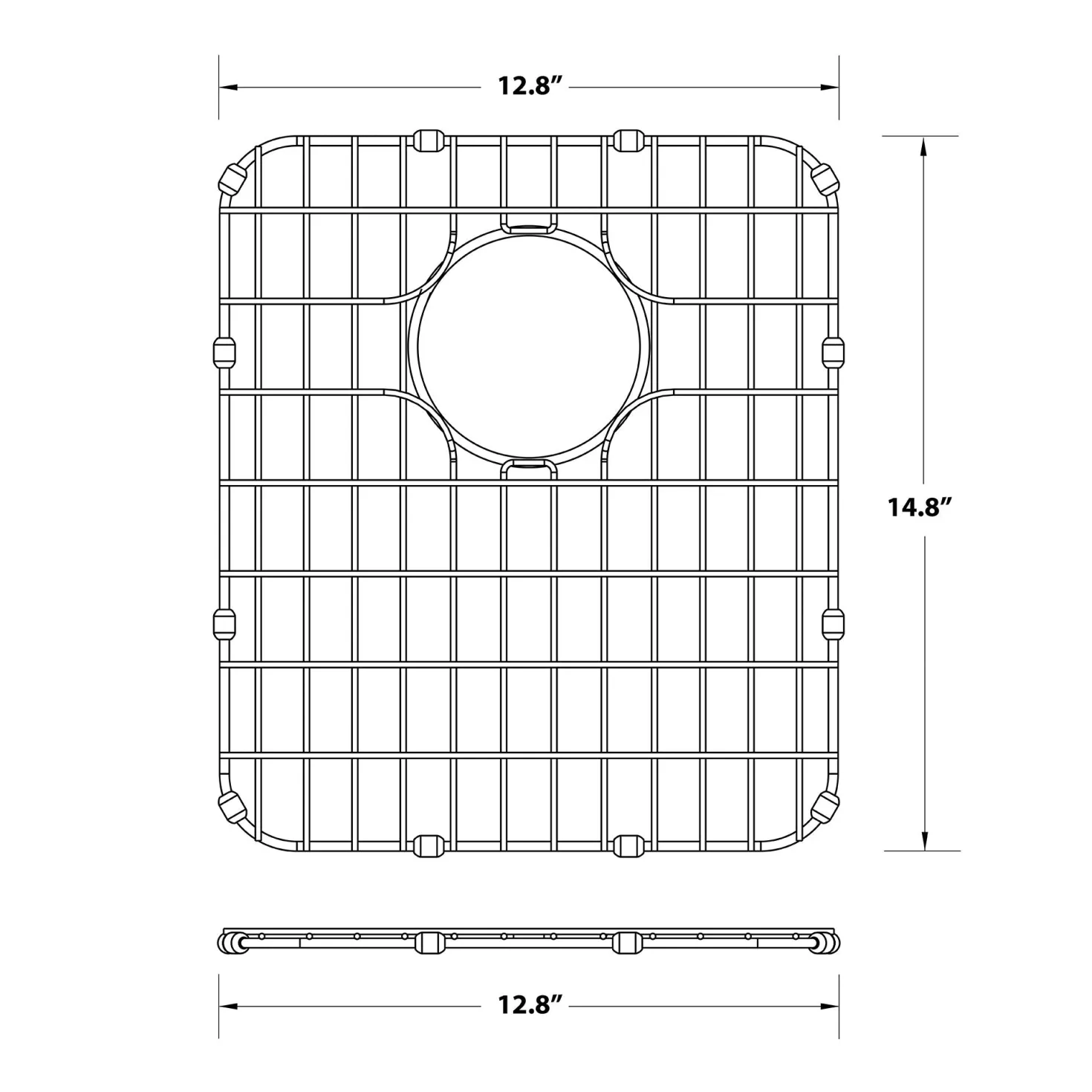 KRAUS Dex Series 17 Inch Stainless Steel Kitchen Sink Bottom Grid with Soft Rubber Bumpers