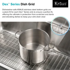 KRAUS Dex Series 17 Inch Stainless Steel Kitchen Sink Bottom Grid with Soft Rubber Bumpers