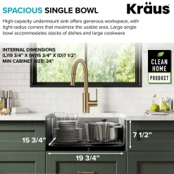 KRAUS Dex 21" Undermount 16 Gauge Stainless Steel Kitchen Sink