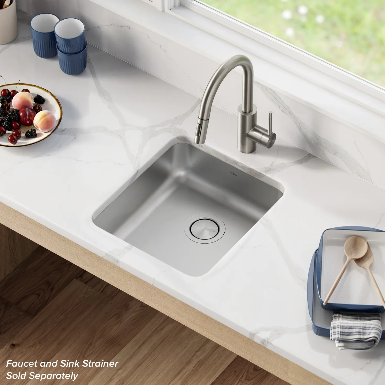 KRAUS Dex 17" Undermount 16 Gauge Stainless Steel ADA Kitchen Sink