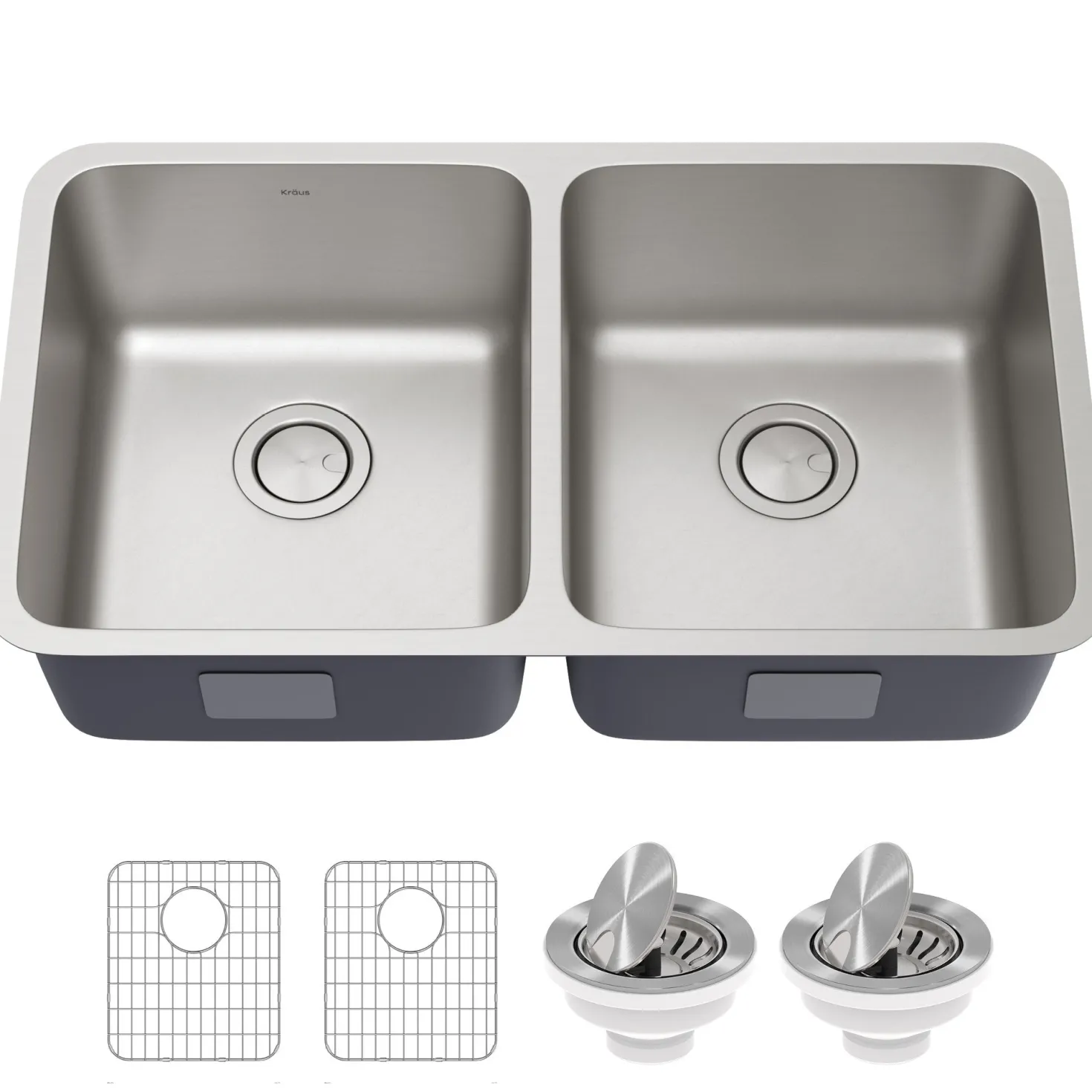 KRAUS Dex 33" Undermount 16 Gauge Stainless Steel Double Bowl Kitchen Sink