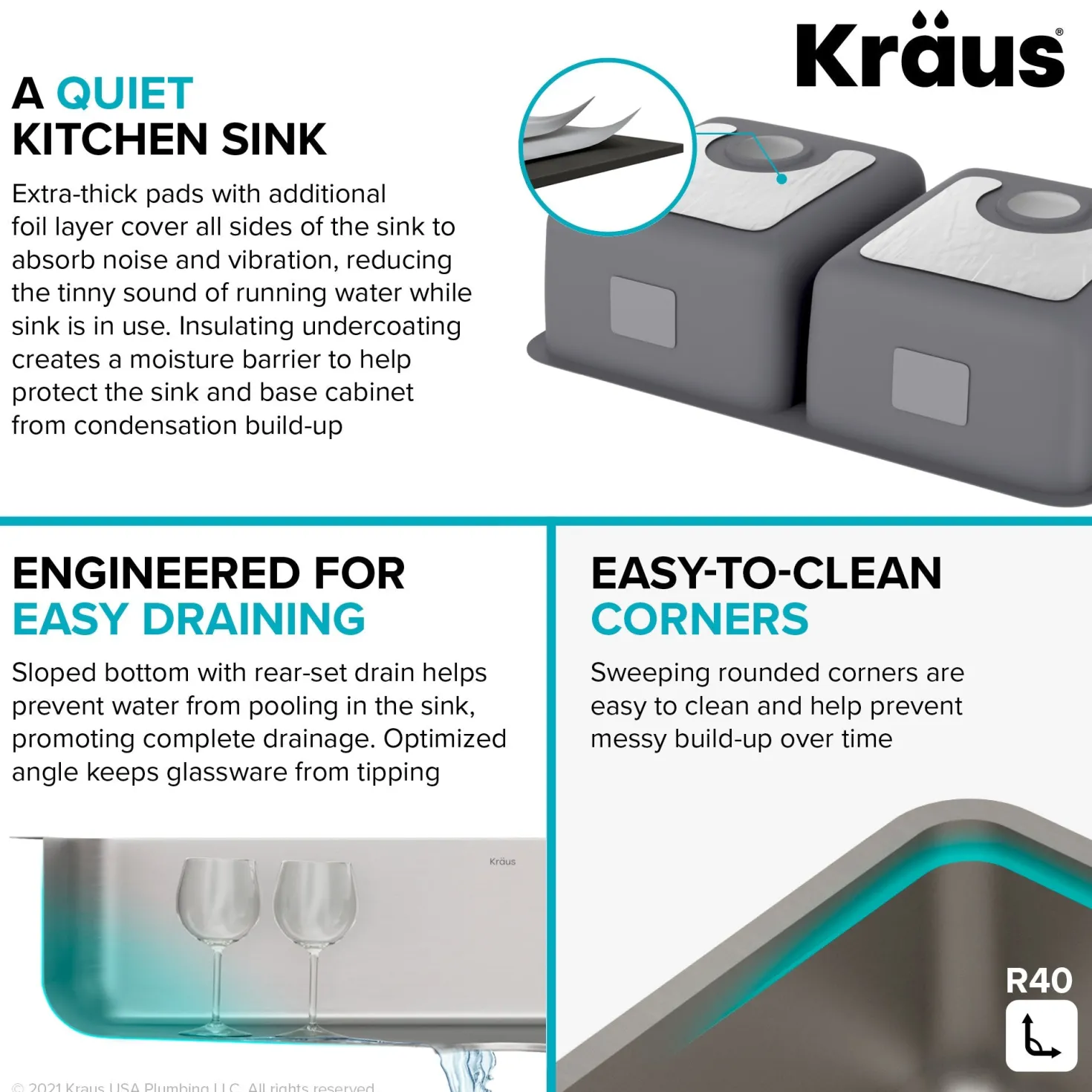 KRAUS Dex 33" Undermount 16 Gauge Stainless Steel Double Bowl Kitchen Sink