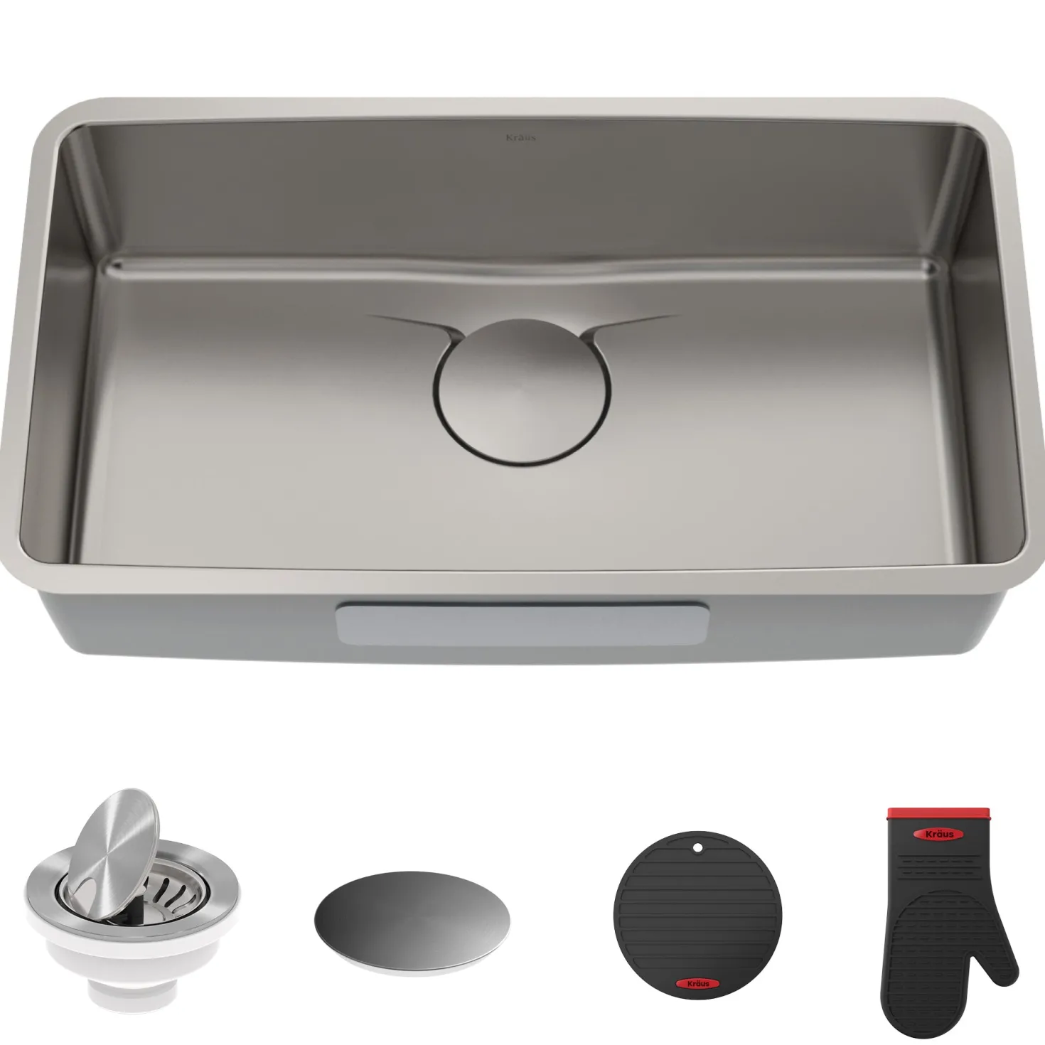 KRAUS Dex 33" Undermount 16 Gauge Stainless Steel Kitchen Sink with VersiDrain