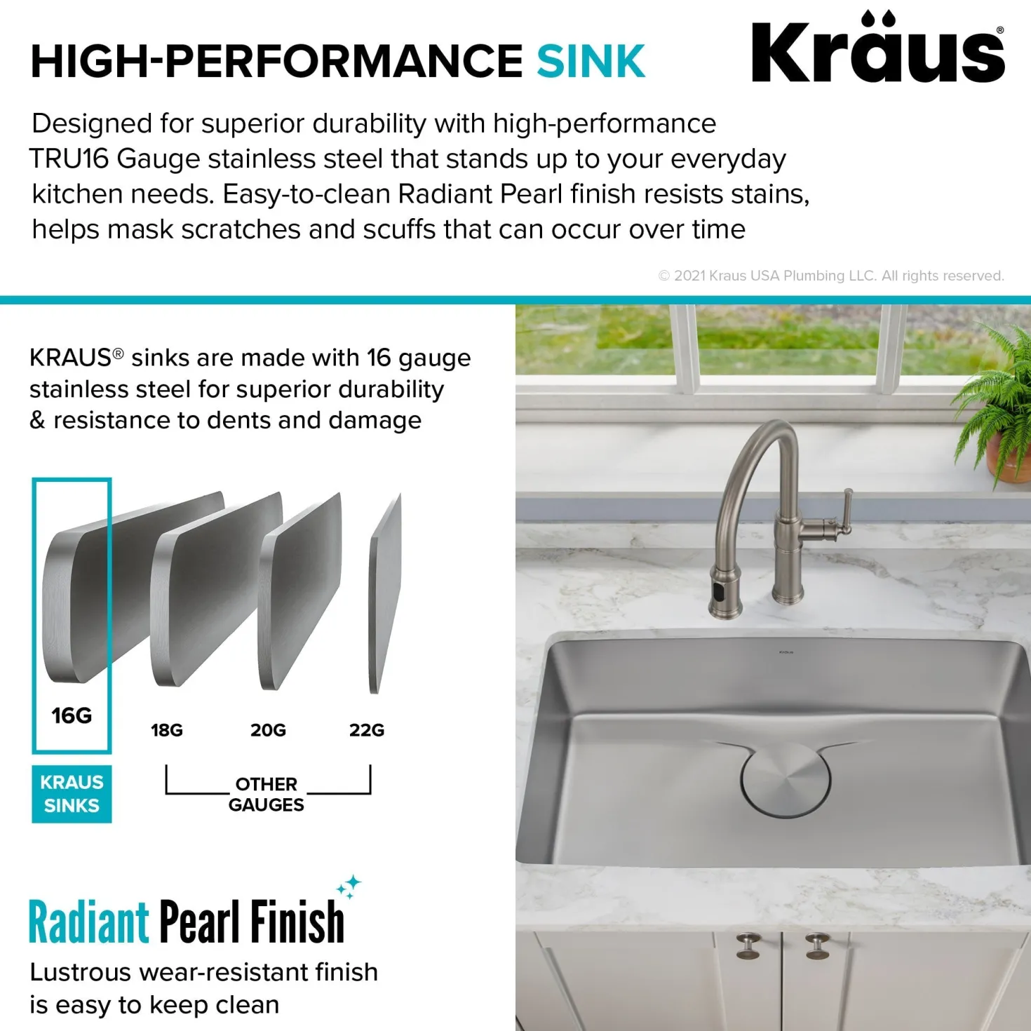 KRAUS Dex 33" Undermount 16 Gauge Stainless Steel Kitchen Sink with VersiDrain