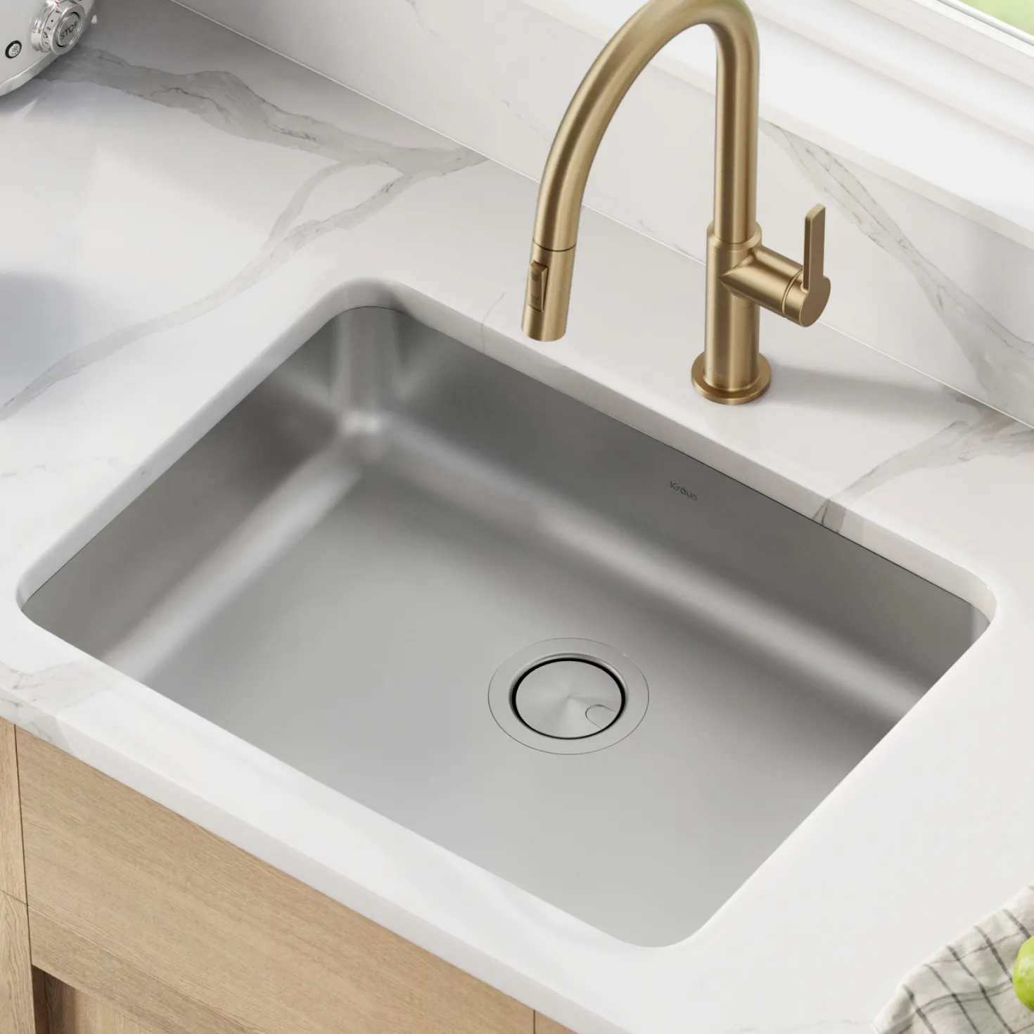 KRAUS Dex 25" Undermount 16 Gauge Stainless Steel ADA Kitchen Sink