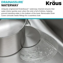 KRAUS Dex 25" Undermount 16 Gauge Stainless Steel Kitchen Sink with VersiDrain