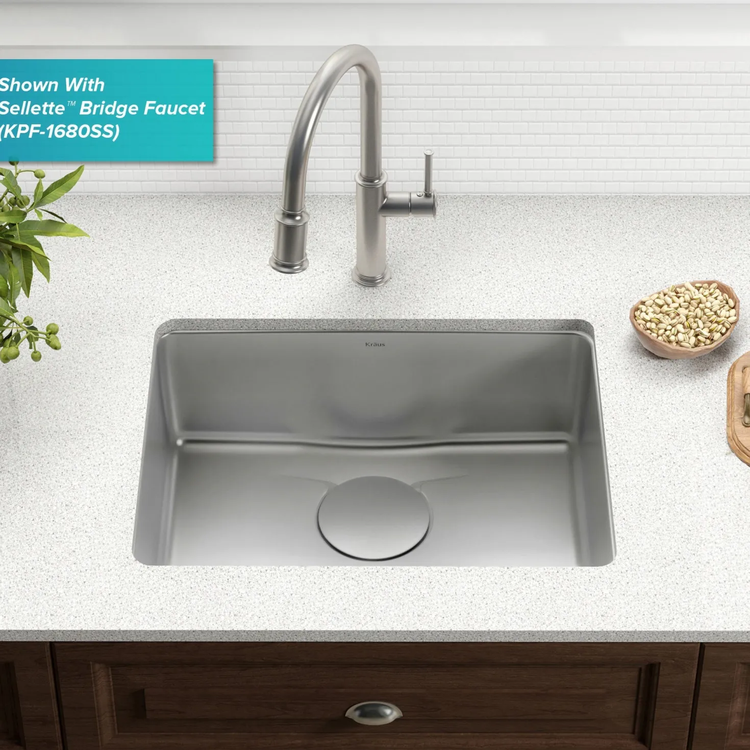 KRAUS Dex 25" Undermount 16 Gauge Stainless Steel Kitchen Sink with VersiDrain