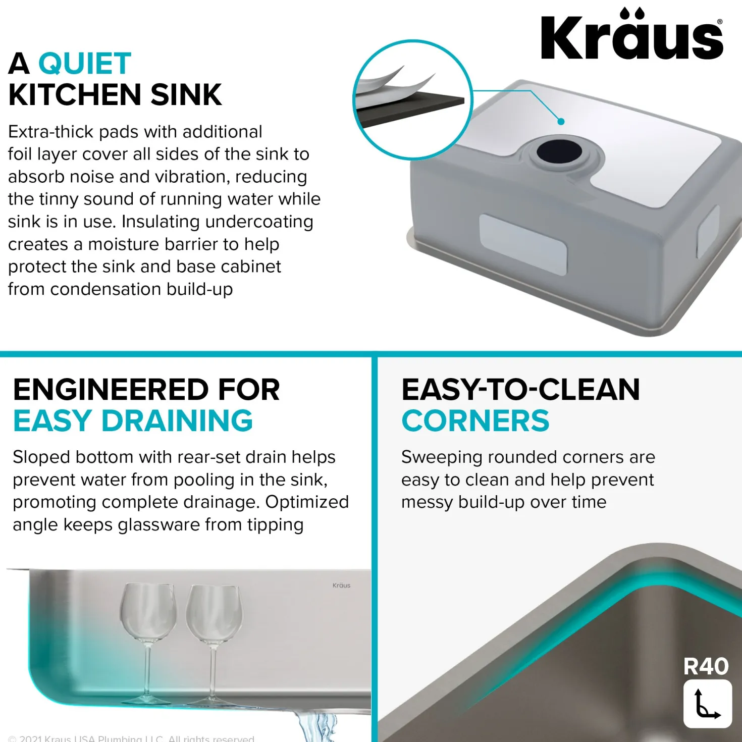 KRAUS Dex 25" Undermount 16 Gauge Stainless Steel Kitchen Sink with VersiDrain
