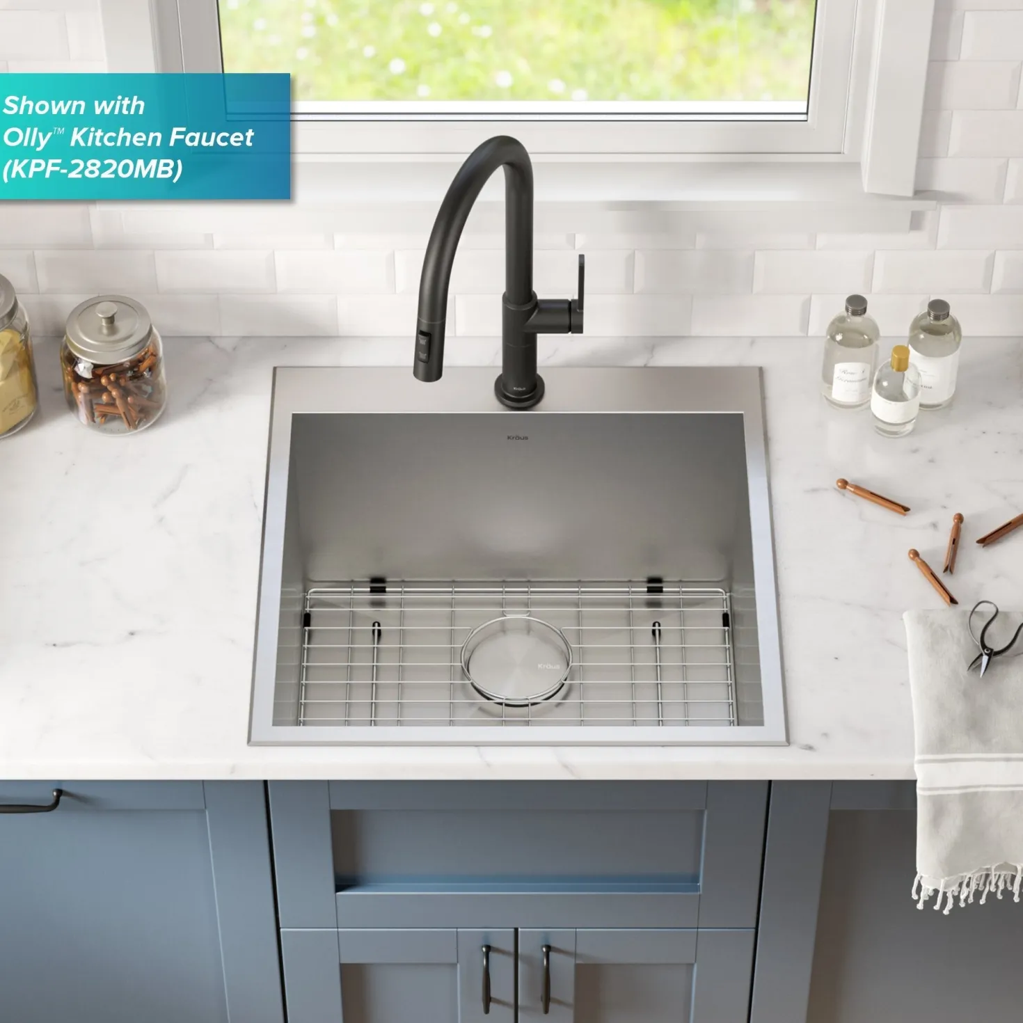 KRAUS 22" Drop-in 16 Gauge Stainless Steel Laundry Utility Sink