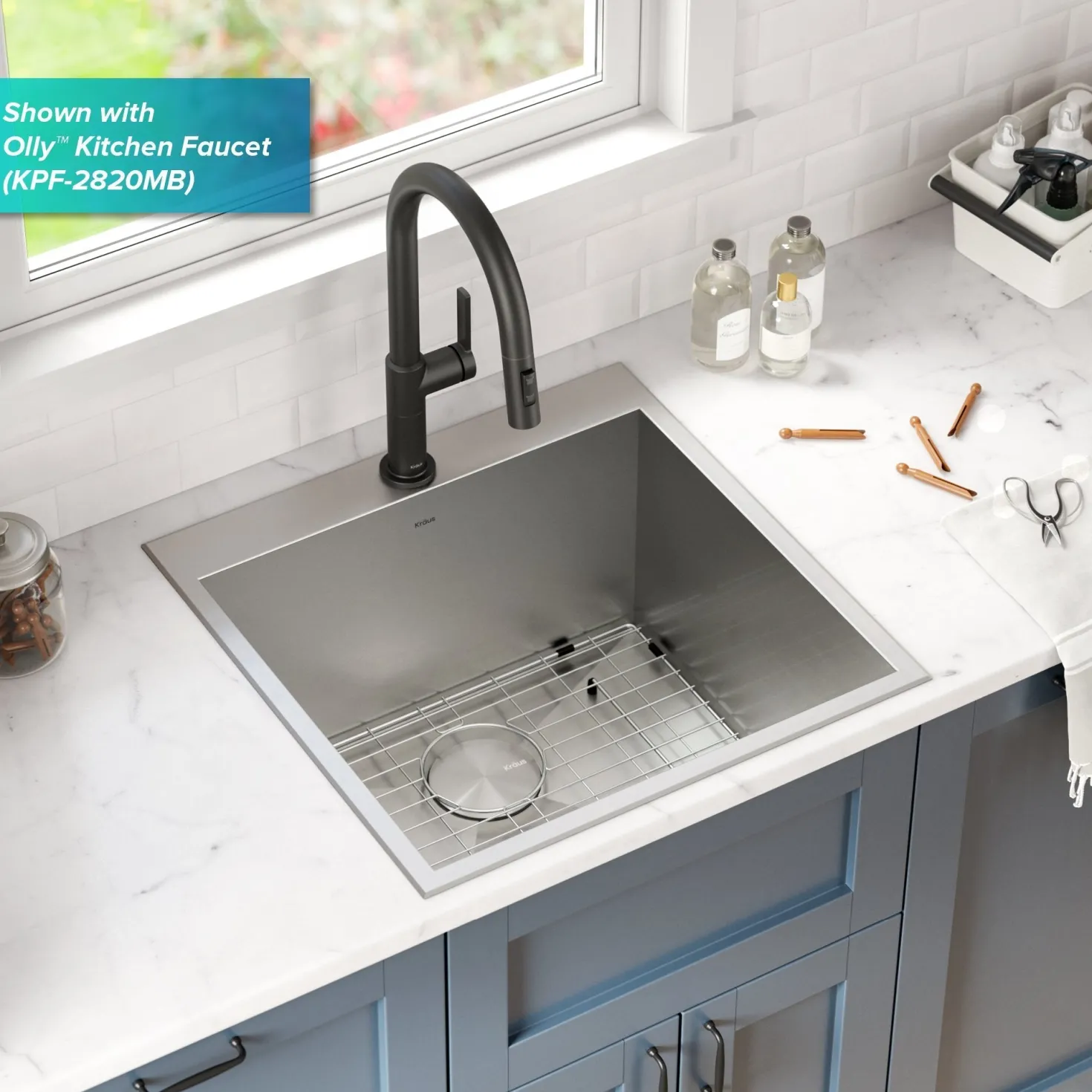 KRAUS 22" Drop-in 16 Gauge Stainless Steel Laundry Utility Sink
