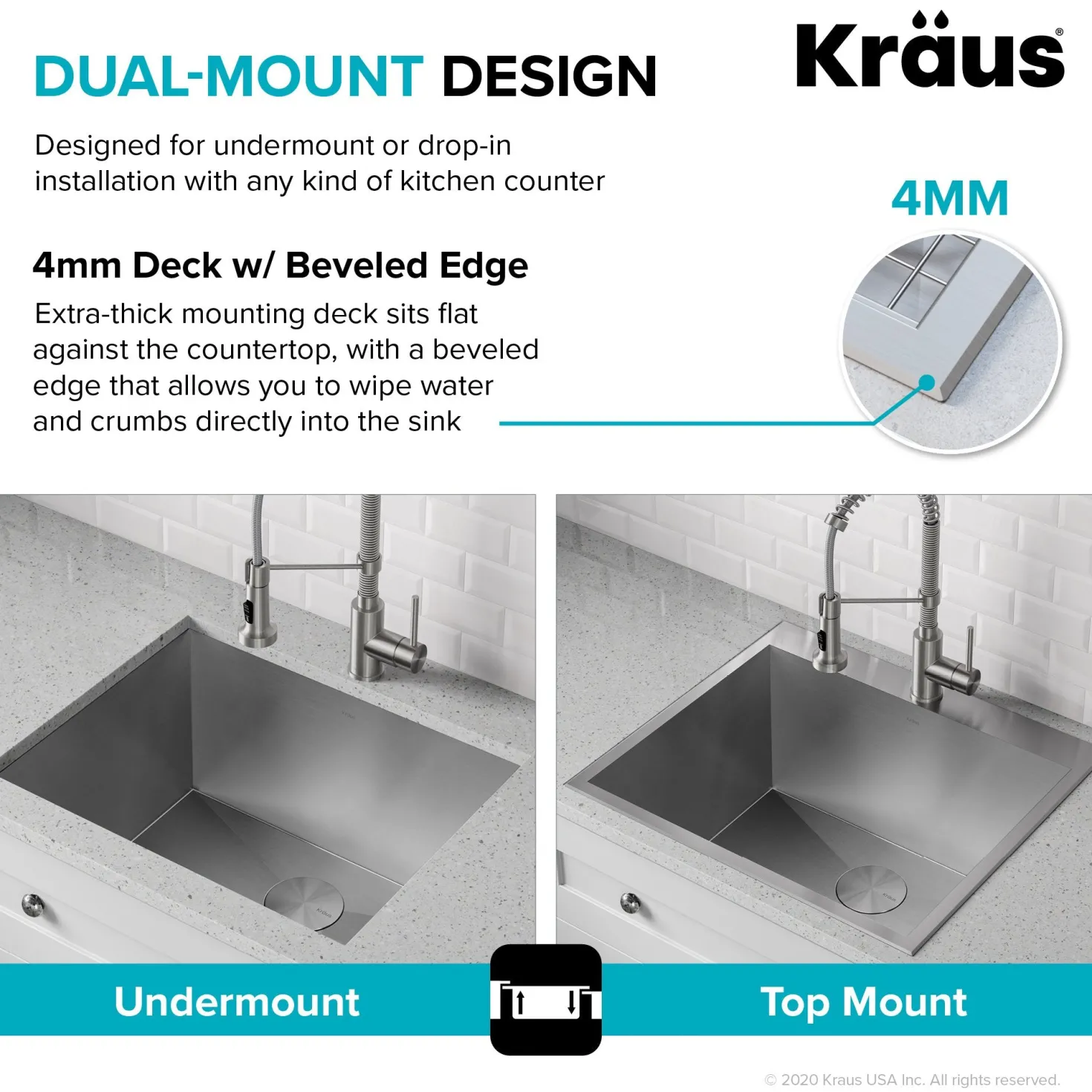KRAUS 22" Drop-in 16 Gauge Stainless Steel Laundry Utility Sink