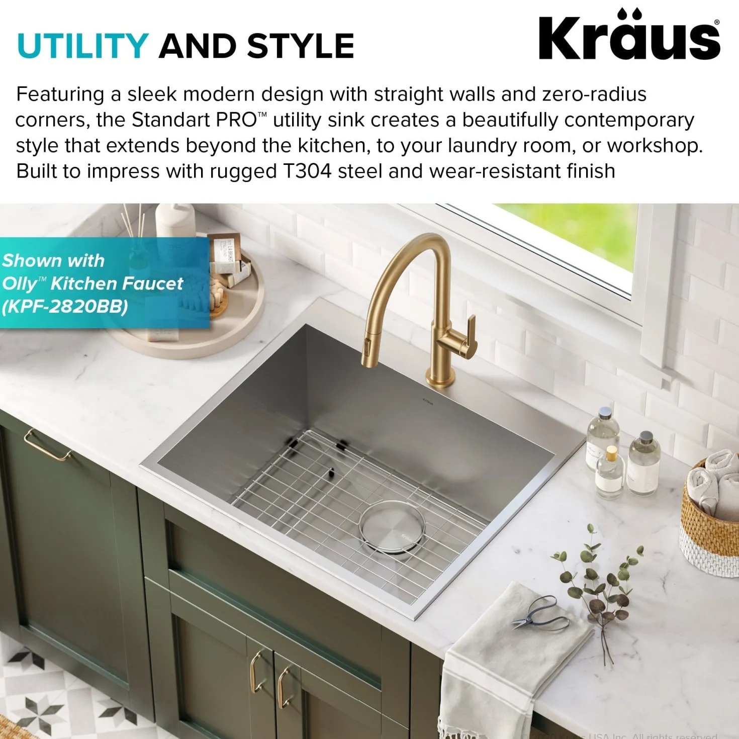 KRAUS 25" Drop-in 16 Gauge Stainless Steel Laundry Utility Sink