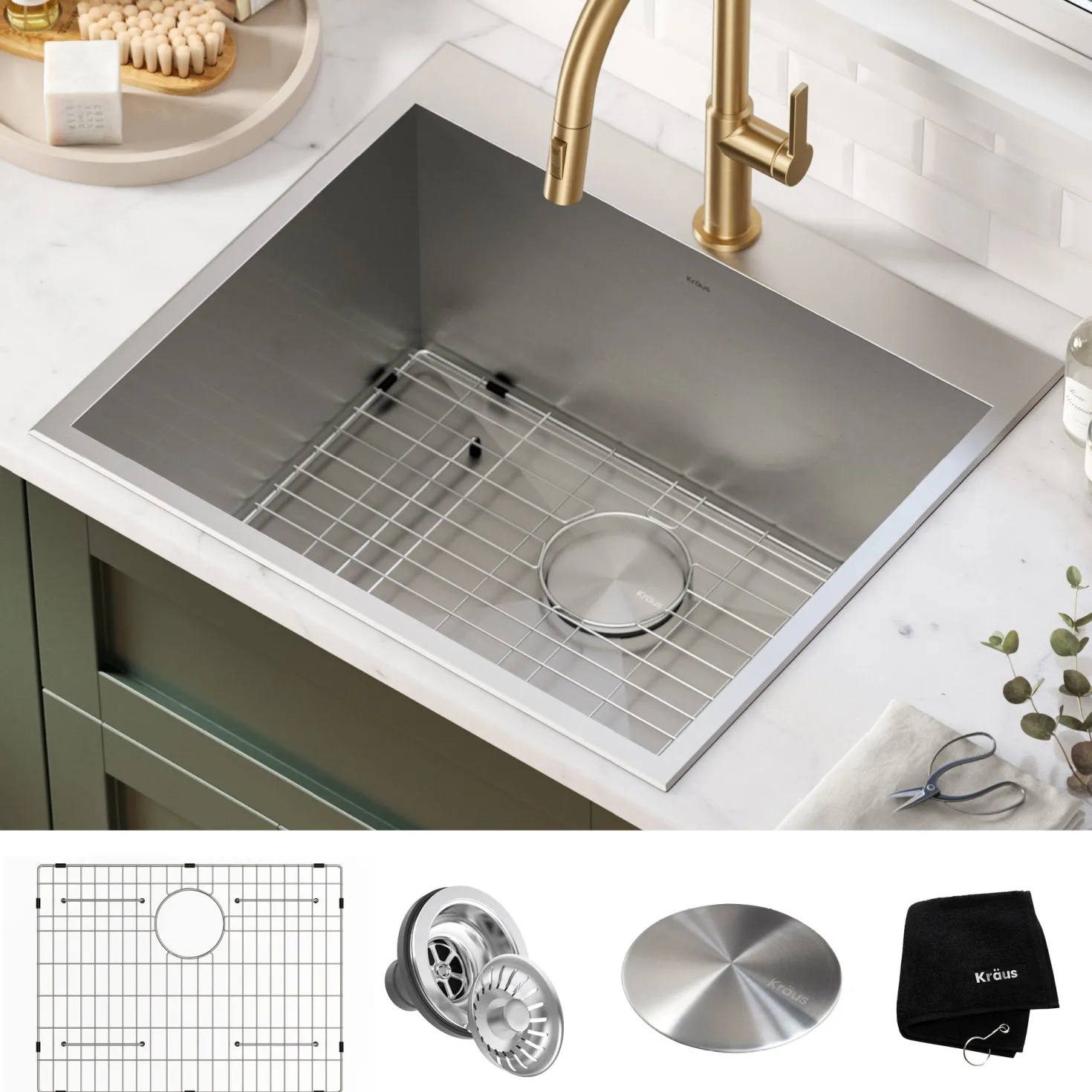 KRAUS 25" Drop-in 16 Gauge Stainless Steel Laundry Utility Sink