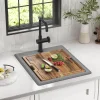 KRAUS 18” Drop-In Granite Composite Workstation Kitchen Bar Sink in Metallic Grey
