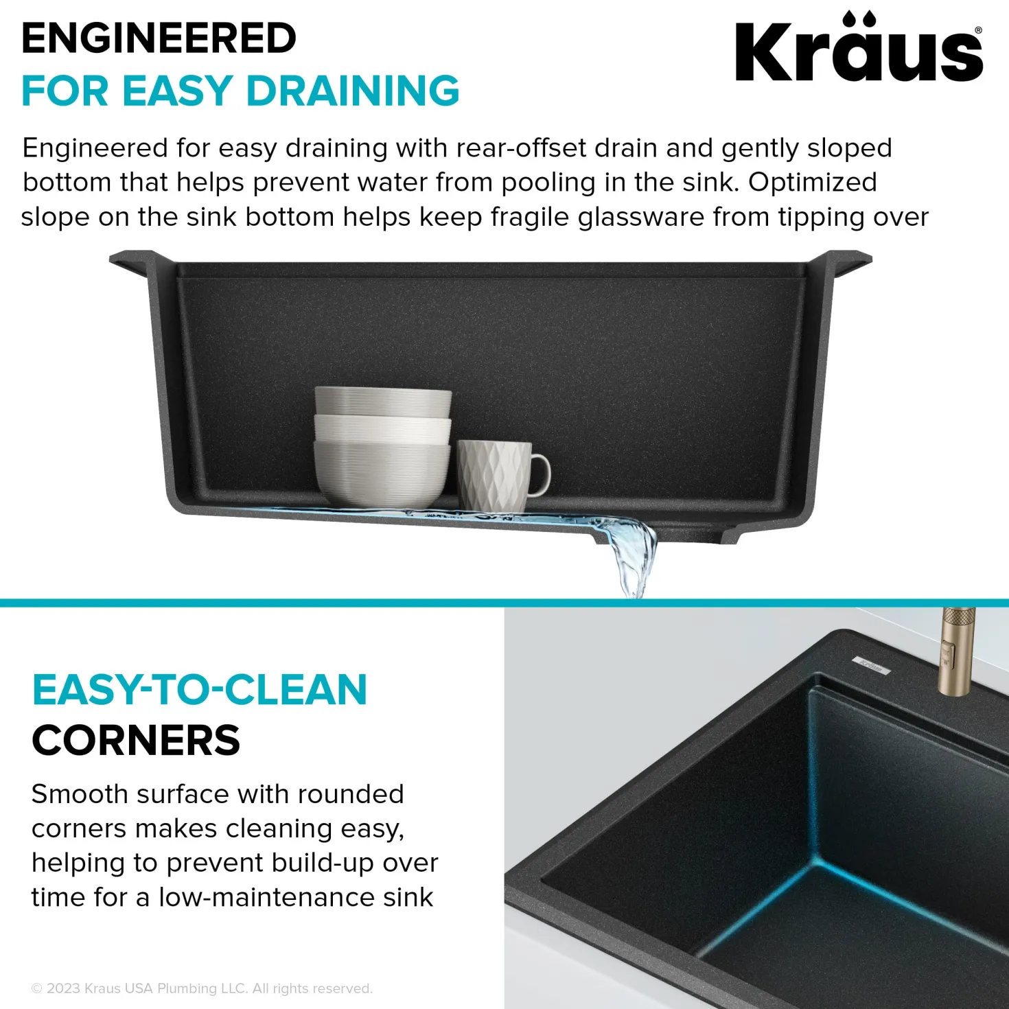 KRAUS 28” Drop-In Granite Composite Workstation Kitchen Sink in Metallic Black