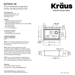 KRAUS 28” Drop-In Granite Composite Workstation Kitchen Sink in Metallic Black