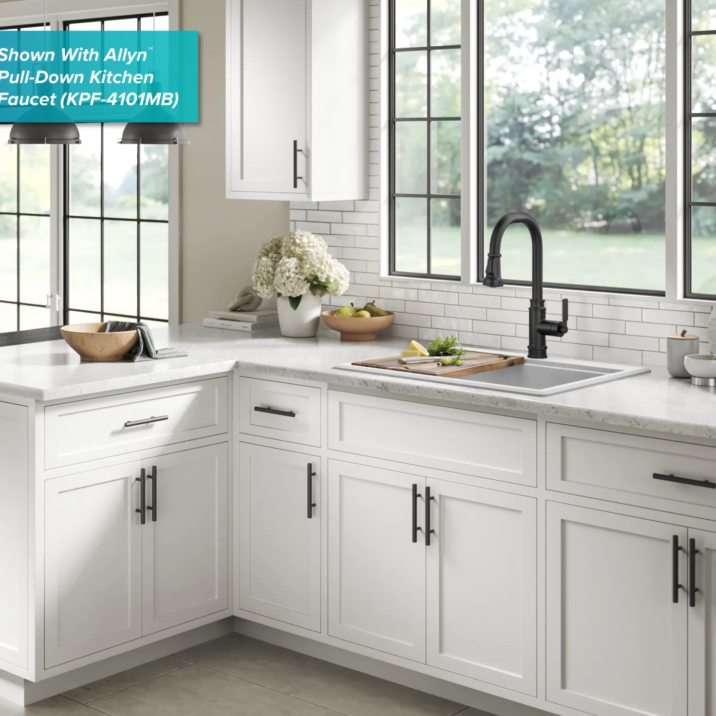 KRAUS 28” Drop-In Granite Composite Workstation Kitchen Sink in White
