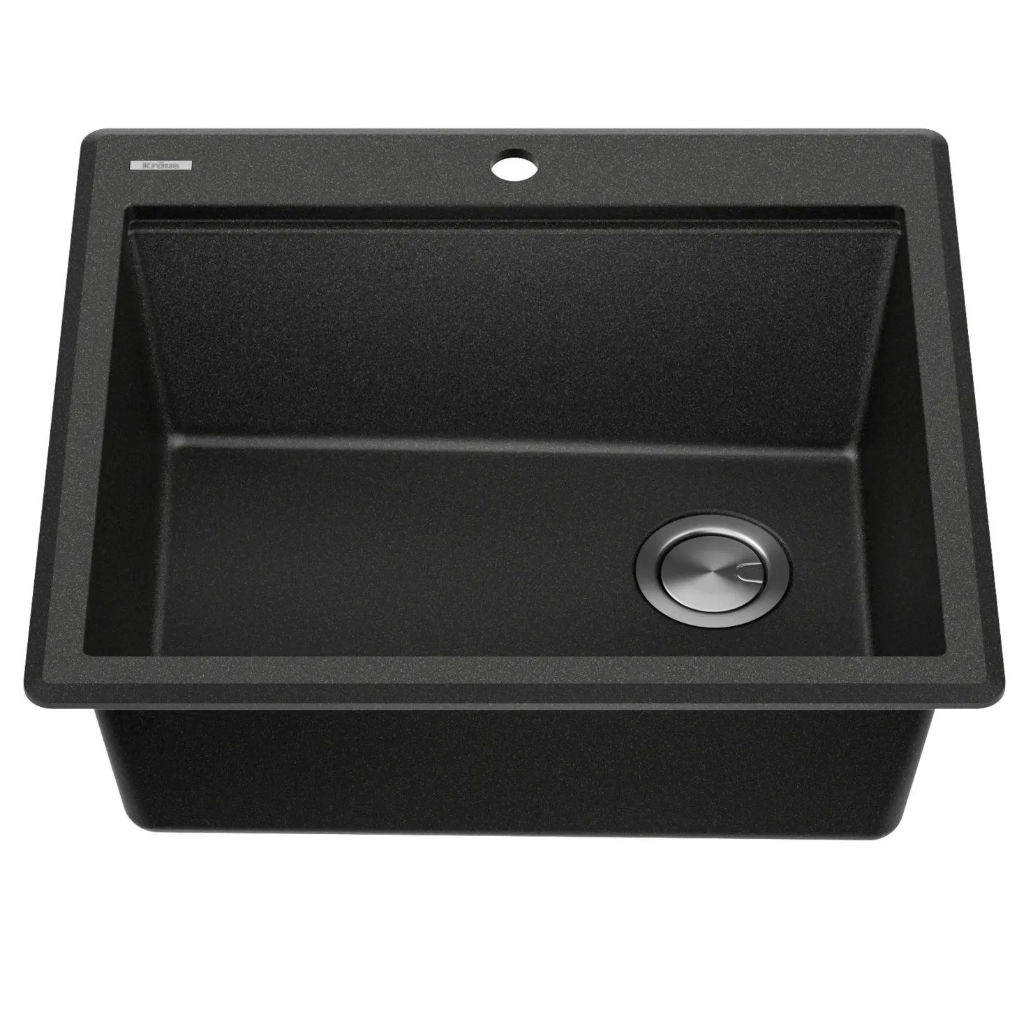 KRAUS 25” Drop-In Granite Composite Workstation Kitchen Sink in Metallic Black