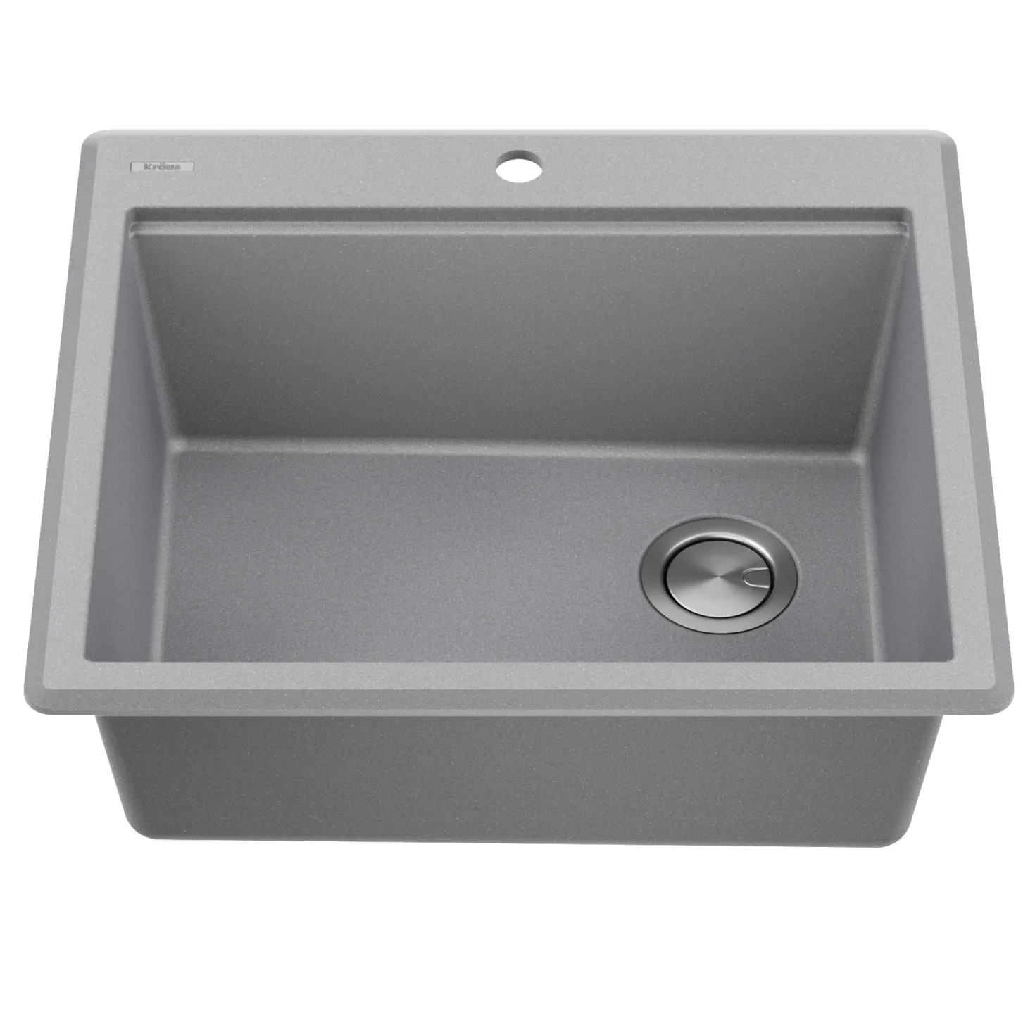KRAUS 25” Drop-In Granite Composite Workstation Kitchen Sink in Metallic Grey