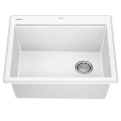 KRAUS 25” Drop-In Granite Composite Workstation Kitchen Sink in White
