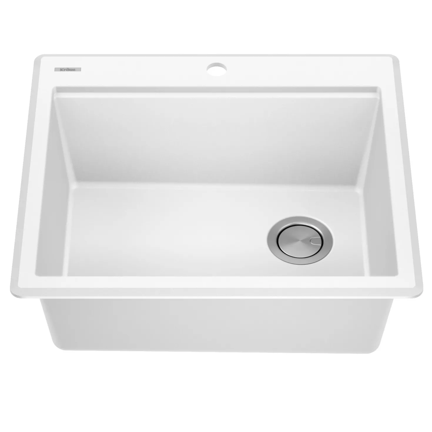 KRAUS 25” Drop-In Granite Composite Workstation Kitchen Sink in White