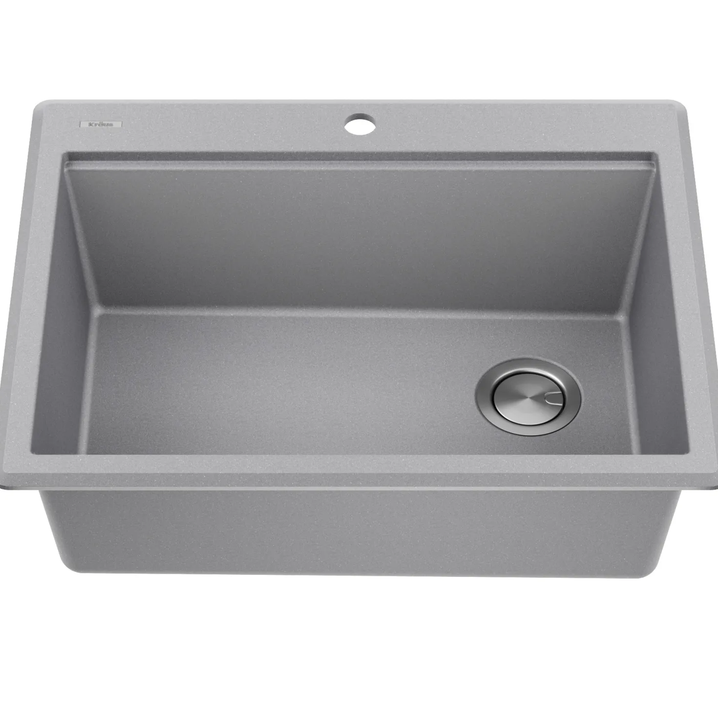 KRAUS 28” Drop-In Granite Composite Workstation Kitchen Sink in Metallic Grey