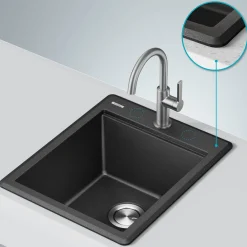 KRAUS 18” Drop-In Granite Composite Workstation Kitchen Bar Sink in Metallic Black