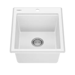 KRAUS 18” Drop-In Granite Composite Workstation Kitchen Bar Sink in White