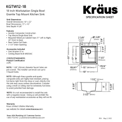 KRAUS 18” Drop-In Granite Composite Workstation Kitchen Bar Sink in White