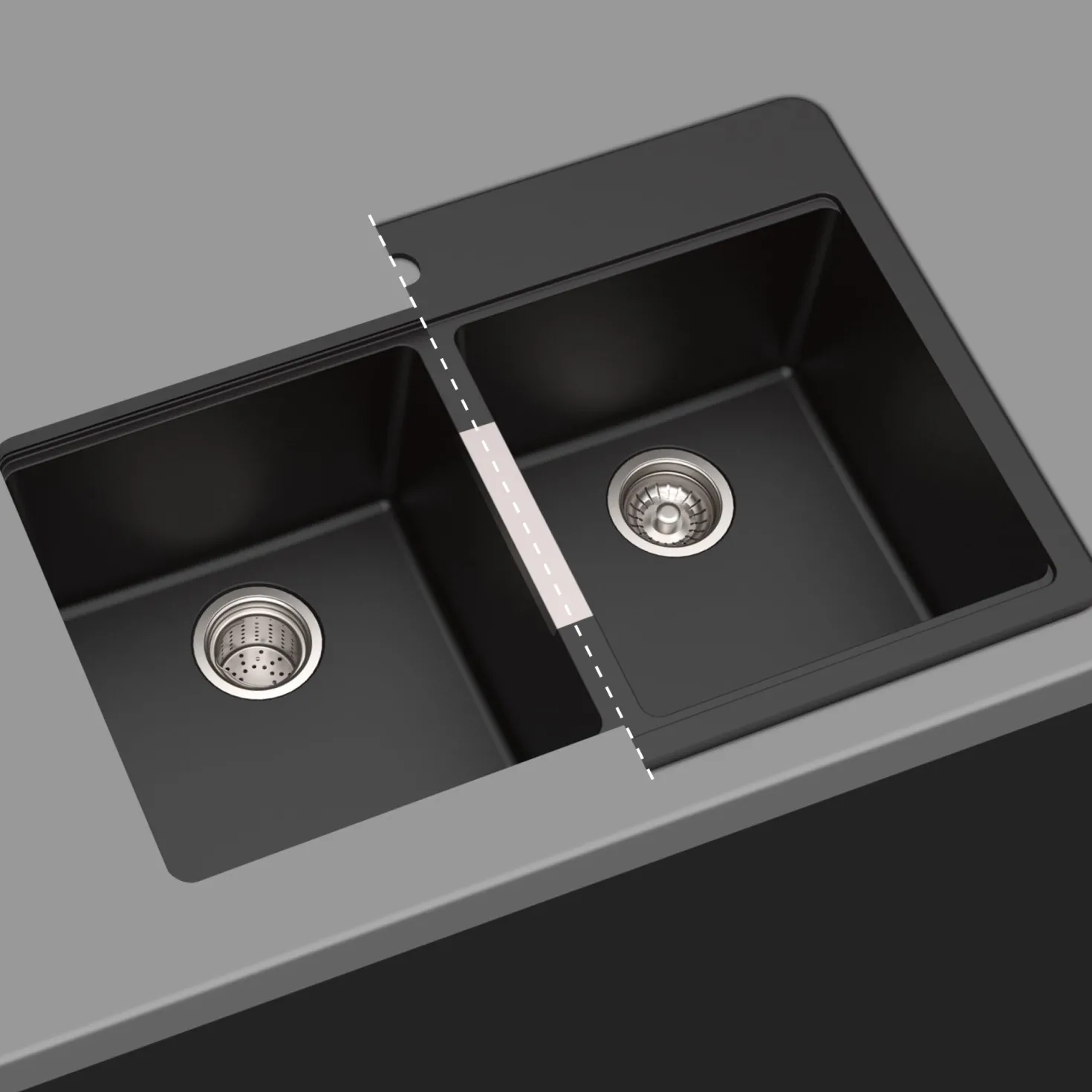KRAUS 33" Dual Mount 50/50 Double Bowl Black Onyx Granite Kitchen Sink