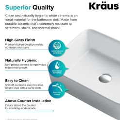 KRAUS Elavo 19-Inch Modern Rectangular White Porcelain Ceramic Bathroom Vessel Sink and Arlo Faucet Combo Set with Pop-Up Drain
