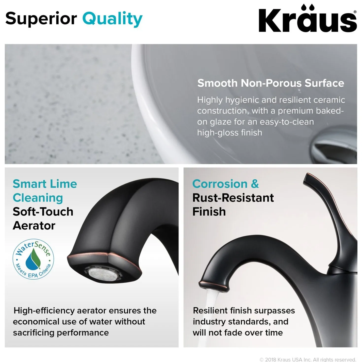 KRAUS Elavo 14-Inch Round White Porcelain Ceramic Bathroom Vessel Sink and Arlo Faucet Combo Set with Pop-Up Drain