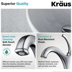 KRAUS Elavo 14-Inch Round White Porcelain Ceramic Bathroom Vessel Sink and Arlo Faucet Combo Set with Pop-Up Drain