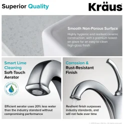 KRAUS Elavo 15-Inch Square White Porcelain Ceramic Bathroom Vessel Sink and Arlo Faucet Combo Set with Pop-Up Drain