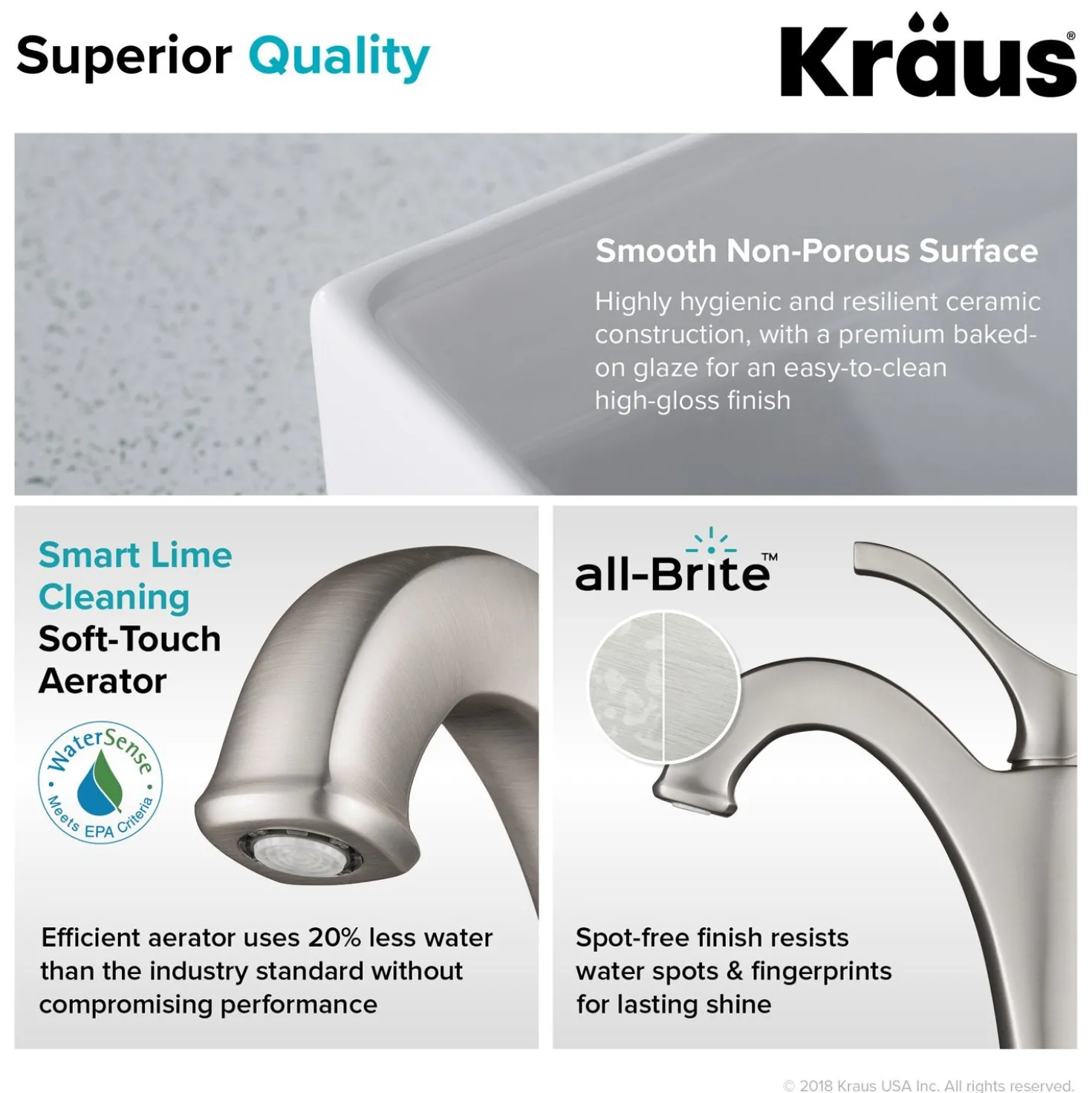 KRAUS Elavo 18 1/2-Inch Square White Porcelain Ceramic Bathroom Vessel Sink with Overflow and Arlo Faucet Combo Set with Lift Rod Drain