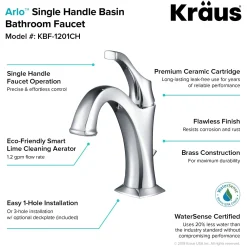 KRAUS Elavo 18 1/2-Inch Square White Porcelain Ceramic Bathroom Vessel Sink with Overflow and Arlo Faucet Combo Set with Lift Rod Drain