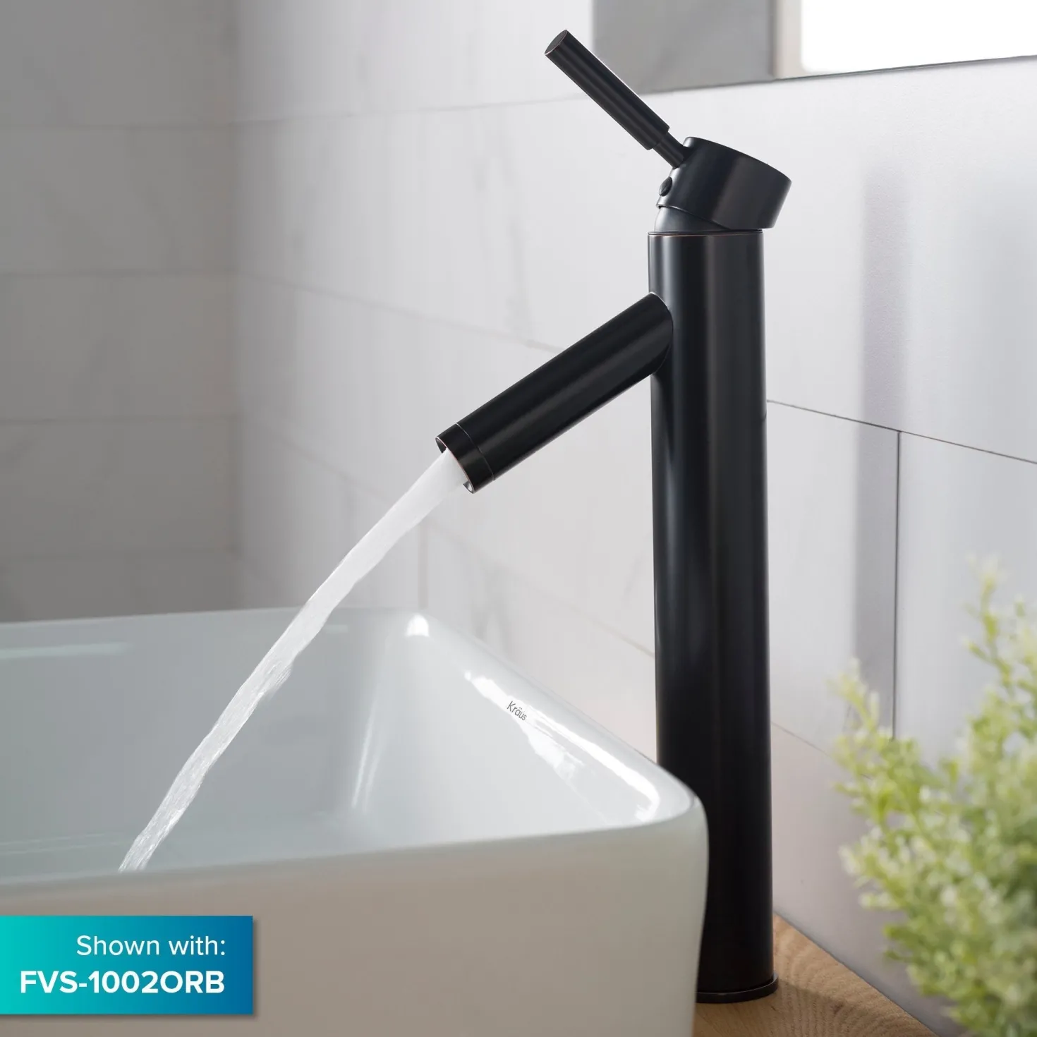 KRAUS Elavo Modern Rectangular Vessel White Porcelain Bathroom Sink, 19 " (2-Pack)